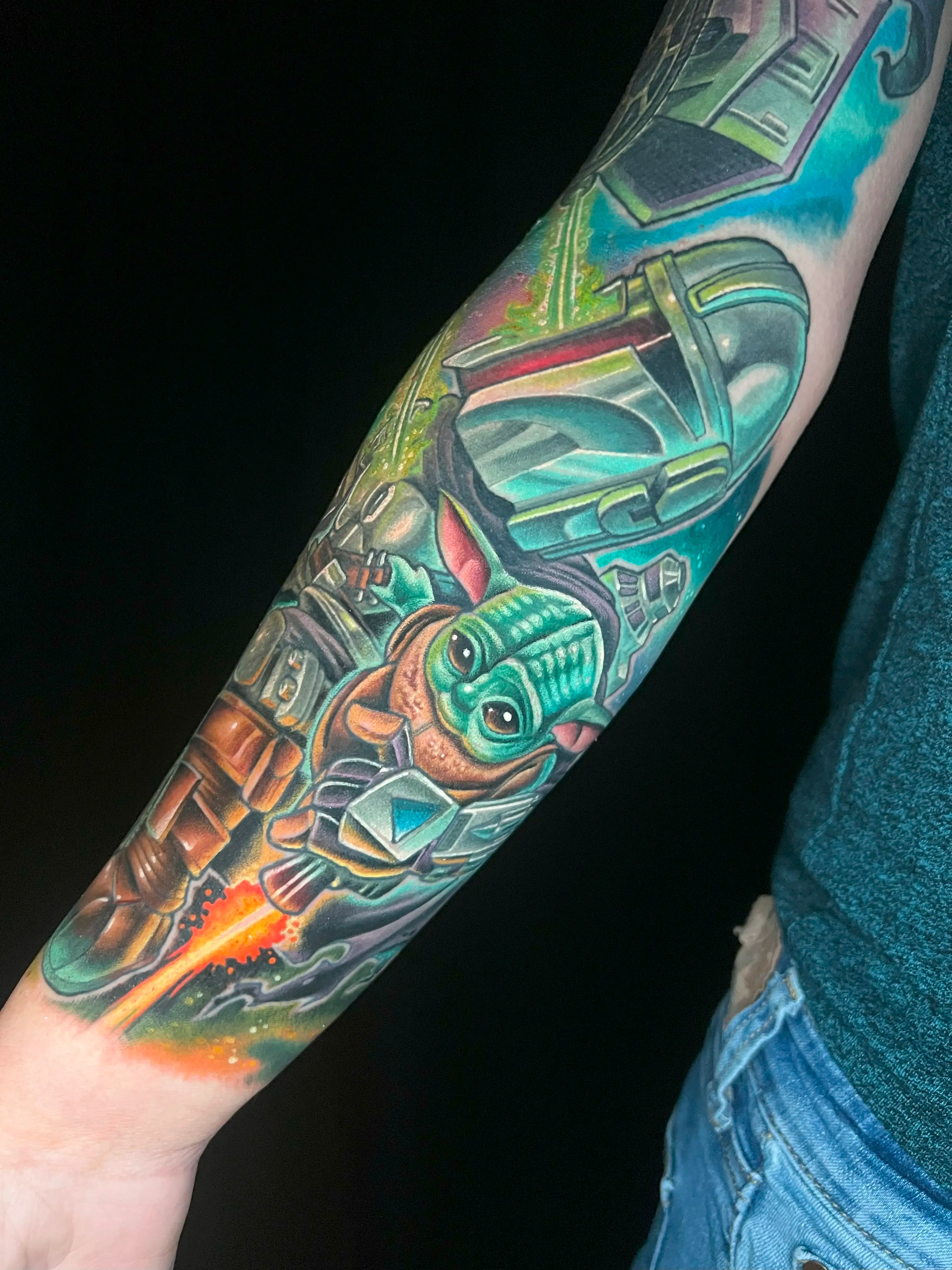 Colorful Mandalorian Tattoo