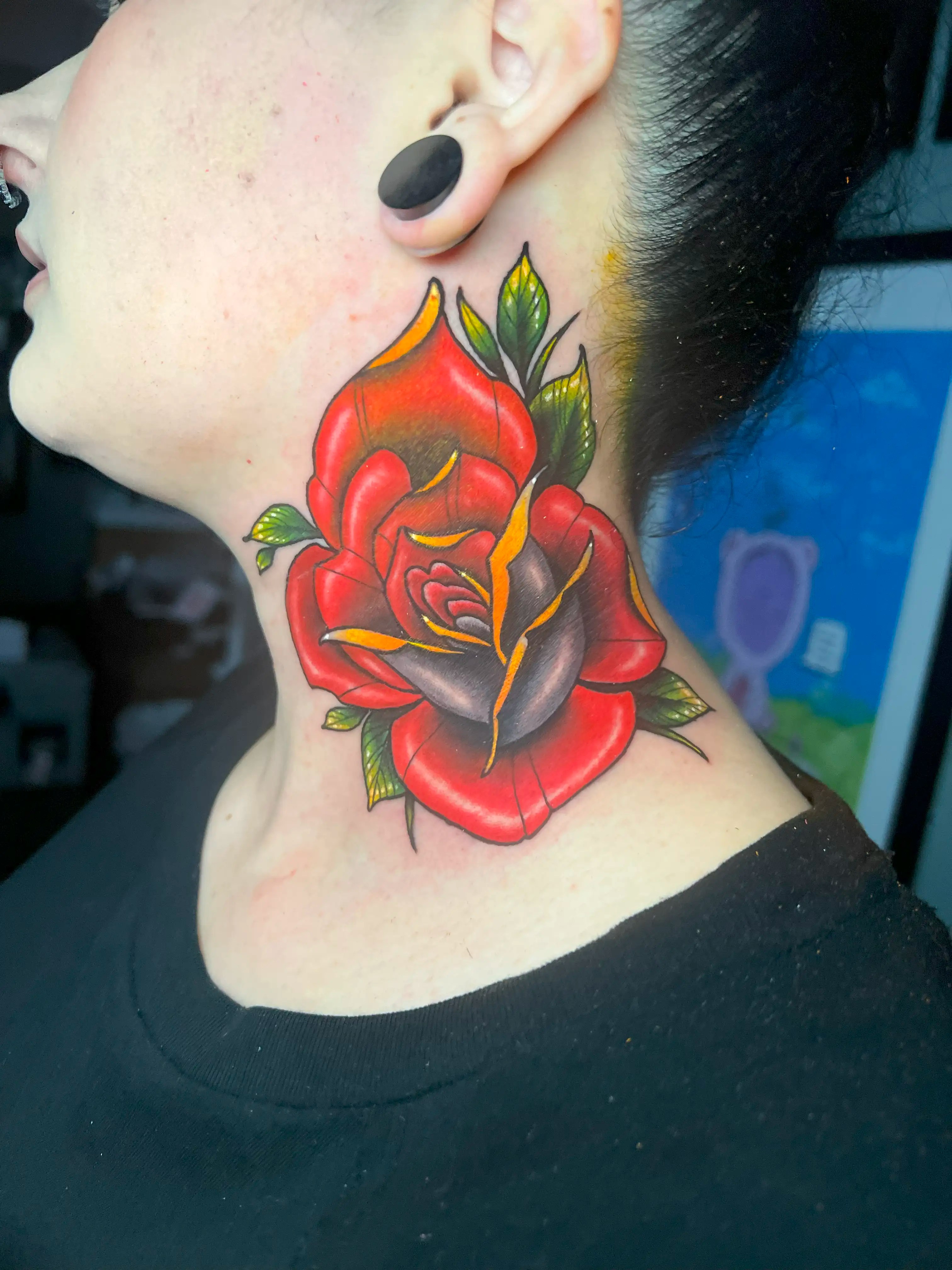Rose Neck Tattoo
