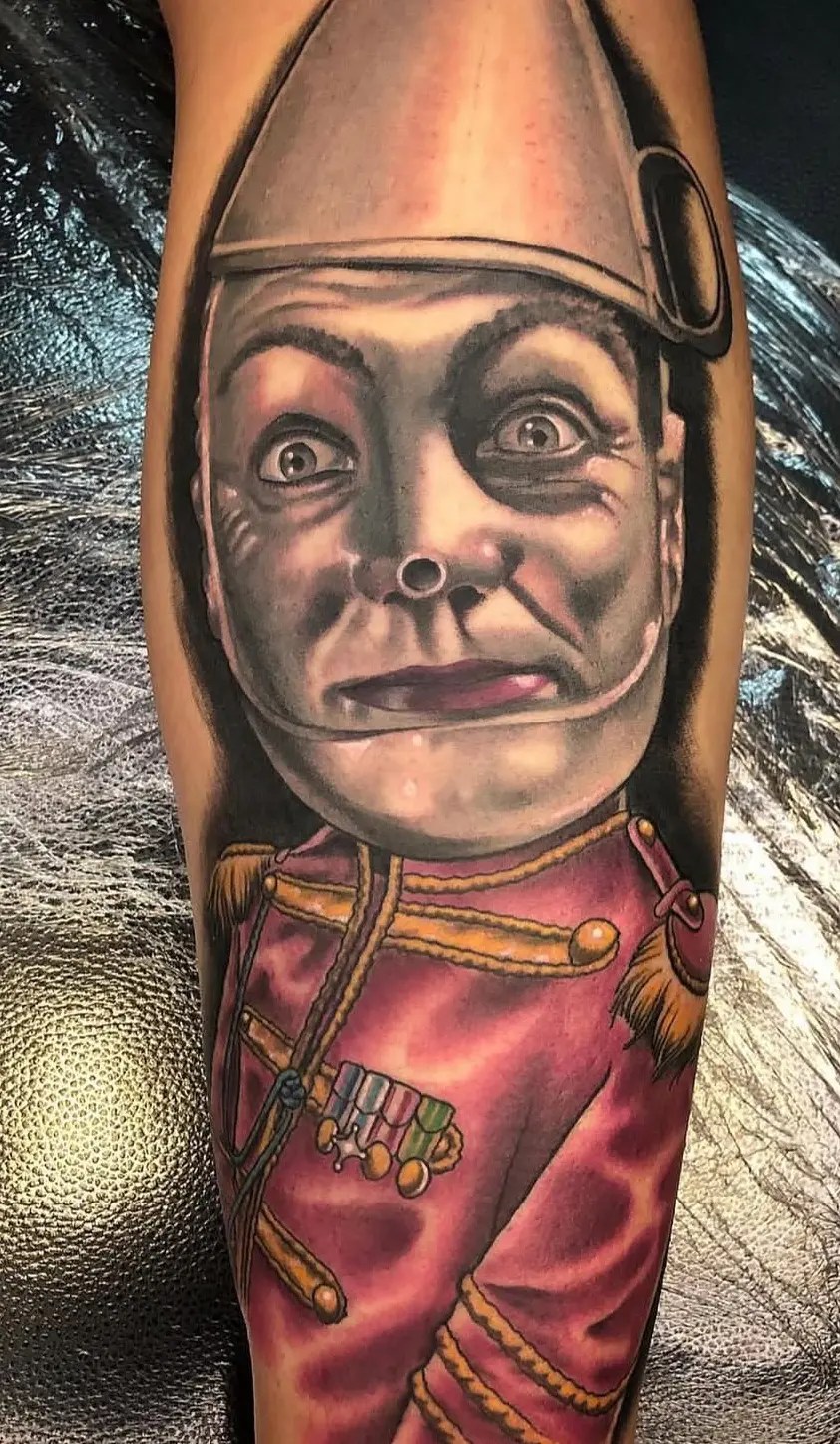Color portrait tattoo of the tin man